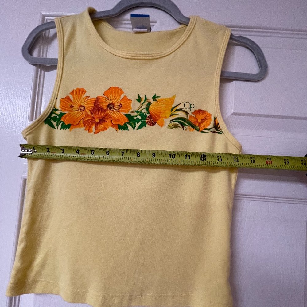 Vintage OP Women's Large Crop Tank / Jammy Top - Yellow, Beach - Picture 4 of 10
